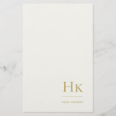 Einfache Elfenbeingold-Monogramm-Benutzerdefiniert Briefpapier (Vorderseite)