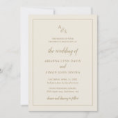 Einfache Elfenbeingoldmonogramm formale Elegante H Einladung (Vorderseite)