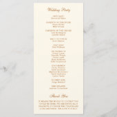 Einfache Elfenbeinkupfer Elegante Hochzeit Programm (Rückseite)