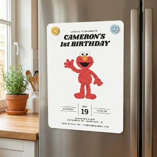 Einfache Elmo 1. Geburtstag Einladung