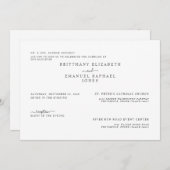 Einfache Eltern mit weißer Braut Einladung (Vorne/Hinten)