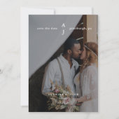 Einfache Emerald Green Foto Monogram Wedding Save The Date (Vorderseite)