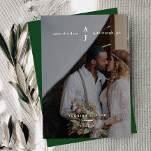 Einfache Emerald Green Foto Monogram Wedding