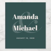 Einfache Emerald Green Moderne Minimalistische Hoc Weinetikett (Einzelnes Label)