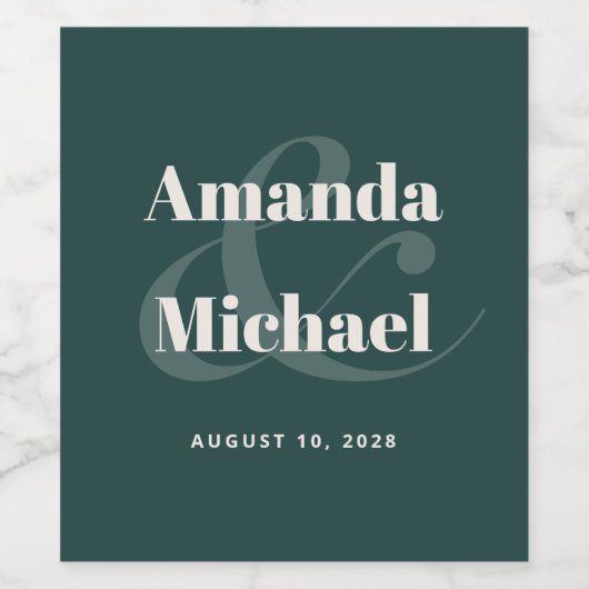 Einfache Emerald Green Moderne Minimalistische Hoc Weinetikett (Einzelnes Label)