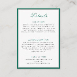 Einfache Emerald Green Wedding Info Enclosure Card Begleitkarte