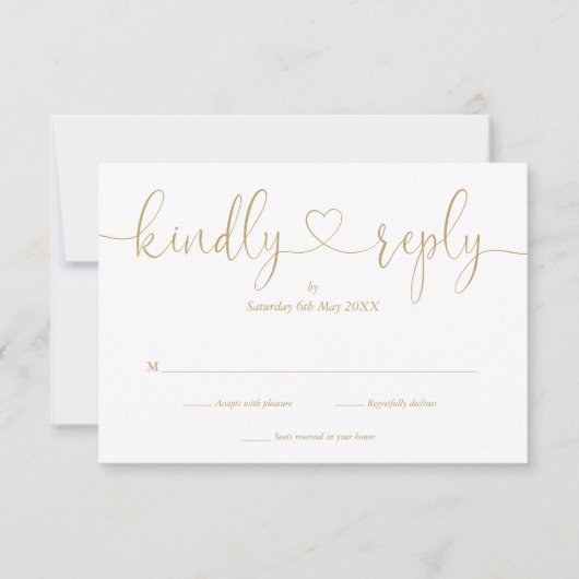 Einfache Emerald und Gold Script Herzlichen Antwor RSVP Karte (Vorderseite)