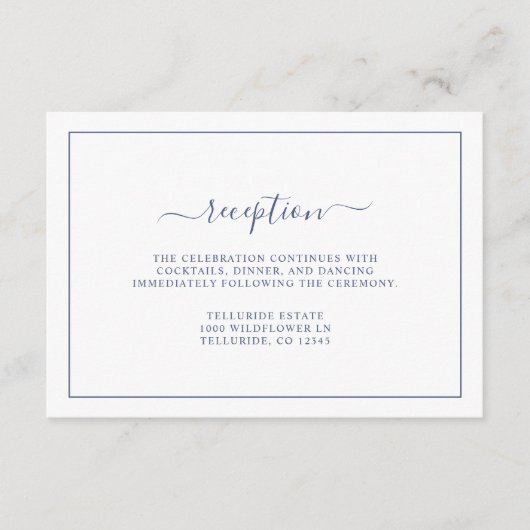 Einfache Empfang Hochzeit Begleitkarte (Vorderseite)