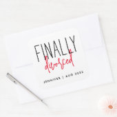 Einfache, endlich scheidende Fun Schwarz-weiß aufb Quadratischer Aufkleber (Umschlag)