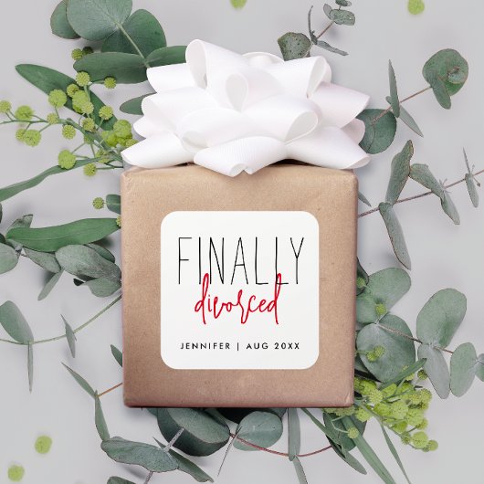 Einfache, endlich scheidende Fun Schwarz-weiß aufb Quadratischer Aufkleber