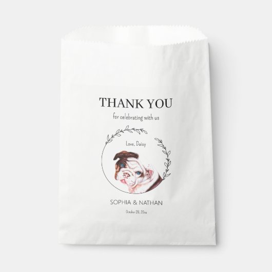 Einfache englische Bulldog Wedding Vielen Dank für Geschenktütchen (Vorderseite)