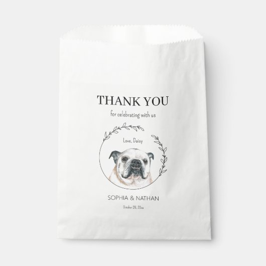 Einfache englische Bulldog Wedding Vielen Dank für Geschenktütchen (Vorderseite)