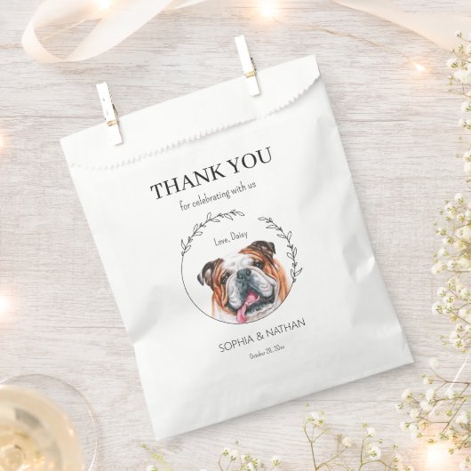 Einfache englische Bulldog Wedding Vielen Dank für Geschenktütchen (Ausgeschnitten)