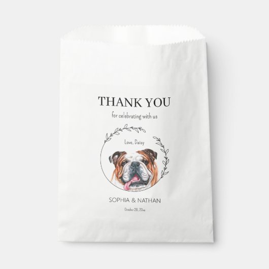 Einfache englische Bulldog Wedding Vielen Dank für Geschenktütchen (Vorderseite)