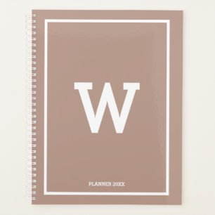 Einfache Erdbeige Toned Initial Monogram Monthly Planer