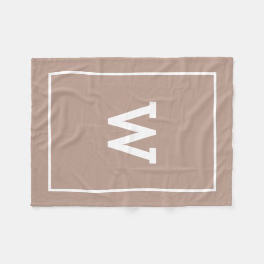 Einfache erdige Beige Toned Initial Monogram Fleecedecke (Vorderseite (Horizontal))