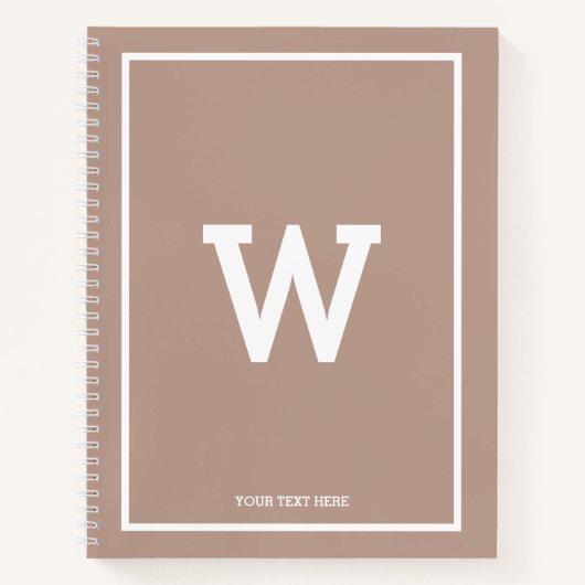Einfache erdige Beige Toned Initial Monogram Notizblock (Vorderseite)