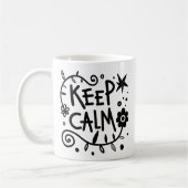 Einfache Erinnerung Behalte Ruhe Klack Weiße Doodl Kaffeetasse (Links)