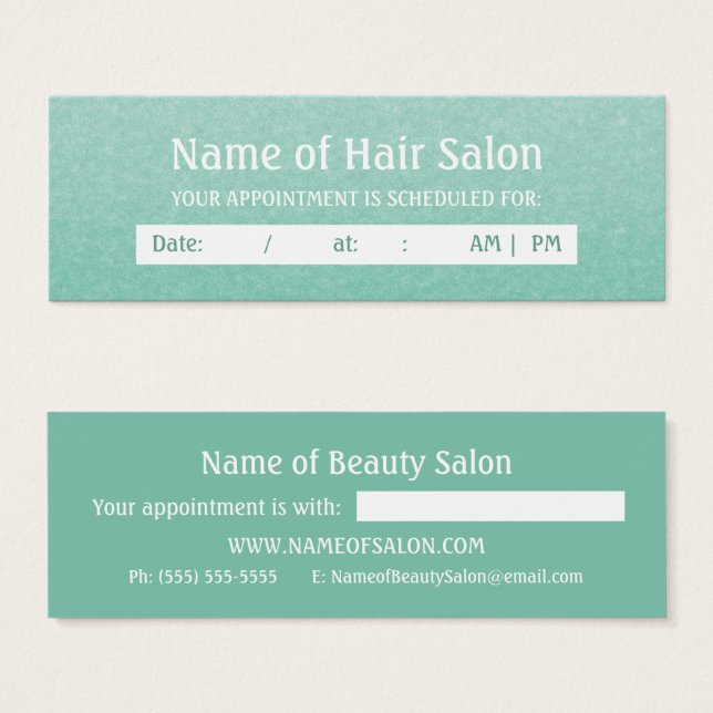 Einfache Erinnerung des Chic Mint Salon (Vorne & Hinten)