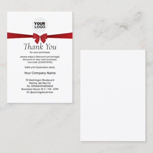 Einfache Ermäßigung Vielen Dank für Ihren Einkauf Rabattkarte (Vorne/Hinten)