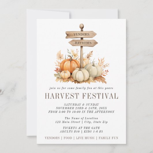 Einfache Ernte Festival Pumpkin Einladung (Vorderseite)