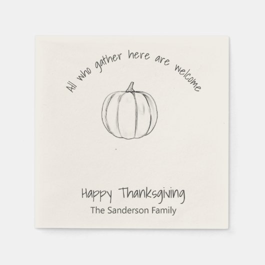 Einfache Erntedank Pumpkin All Who Serviette (Vorderseite)