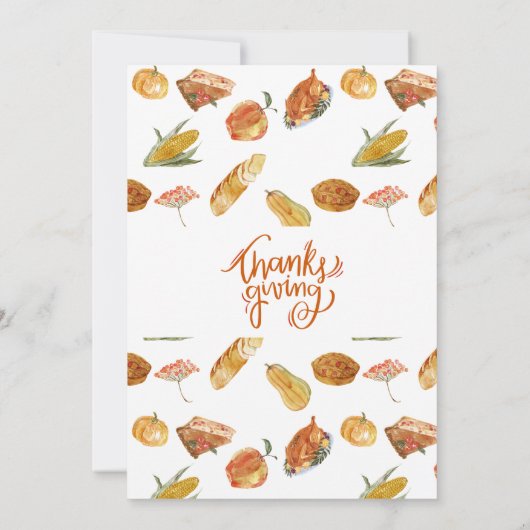 Einfache Erntedank Türkei Abendessen Einladung (Rückseite)