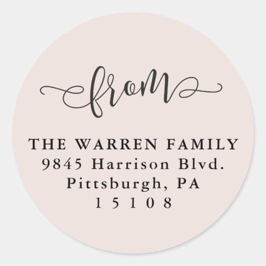 Einfache Errötung Save the Date Rücksendeadresse Runder Aufkleber (Vorderseite)