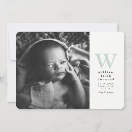 Einfache Erstankündigung eines Fotos grüne Geburts Ankündigung