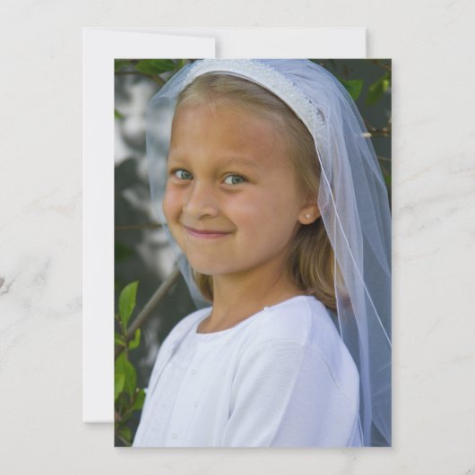 Einfache Erste Heilige Kommune mit Foto (Rückseite)