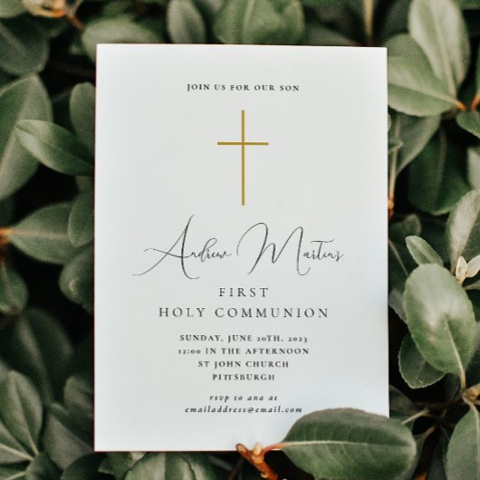 Einfache Erste Heilige Kommune mit Kreuz