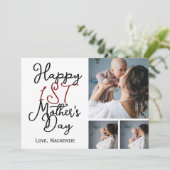 Einfache erste Muttertag Drei FotoCollage Feiertagskarte (Stehend Vorderseite)