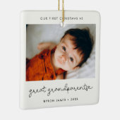 Einfache Erste Weihnachten als Großeltern-Foto Keramikornament (Rechts)