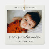Einfache Erste Weihnachten als Großeltern-Foto Keramikornament (Rückseite)