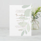 Einfache Eukalyptus - beide Eltern Gold Text Hochz Einladung (Stehend Vorderseite)