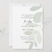 Einfache Eukalyptus - beide Eltern laden zur Hochz Einladung (Vorderseite)