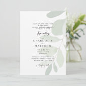Einfache Eukalyptus - beide Eltern laden zur Hochz Einladung (Stehend Vorderseite)