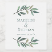 Einfache Eukalyptus-Blätter Botanische Hochzeit Weinetikett (Einzelnes Label)