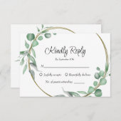 Einfache Eukalyptus-Blätter Grüne Hochzeit RSVP Karte (Vorne/Hinten)
