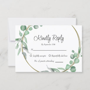 Einfache Eukalyptus-Blätter Grüne Hochzeit RSVP Karte