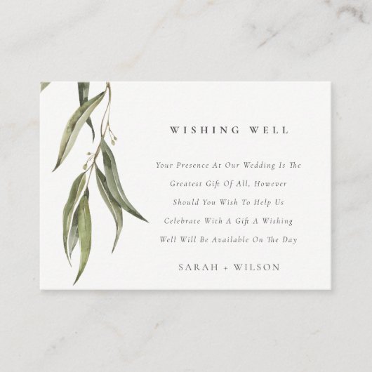 Einfache Eukalyptus Botanische Hochzeit wünscht si Begleitkarte (Vorderseite)