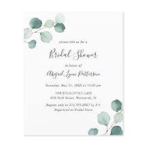 Einfache Eukalyptus Budget Bridal Dusche Einladung