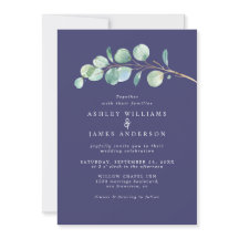 Einfache Eukalyptus Foliage Navy Blue Wedding