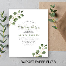 Einfache Eukalyptus-Geburtstagsfeier Flyer
