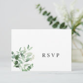 Einfache Eukalyptus Greenerity Hochzeit RSVP Card Karte (Stehend Vorderseite)