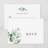 Einfache Eukalyptus Greenerity Hochzeit RSVP Card Karte (Vorne/Hinten)