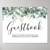 Einfache Eukalyptus Greenerity Wedding Gästebuchsi Poster (Vorne)
