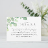 Einfache Eukalyptus Greenerity Wedding Info Card RSVP Karte (Stehend Vorderseite)