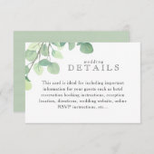 Einfache Eukalyptus Greenerity Wedding Info Card RSVP Karte (Vorne/Hinten)