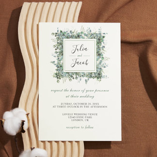 Einfache Eukalyptus Greenerity Wedding Party Einladung